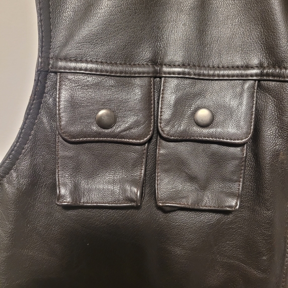 Vintage Giverny Genuine Leather Moto Utility Vest Large - Picture 6 of 16